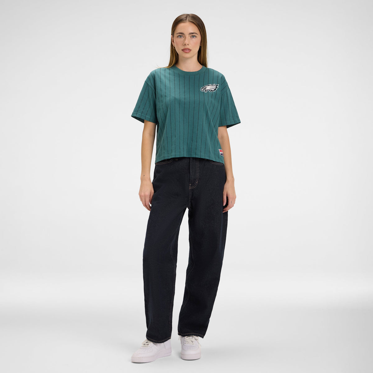 Houston Astros Throwback Women's Cropped Pinstripe T-Shirt
