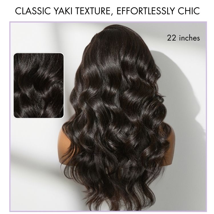 Readitress™ Side Braided Yaki Body Wave Glueless Ear-to-ear 13x6 Frontal HD Lace Wig Human Hair Flexi-Fit Drawstring Cap