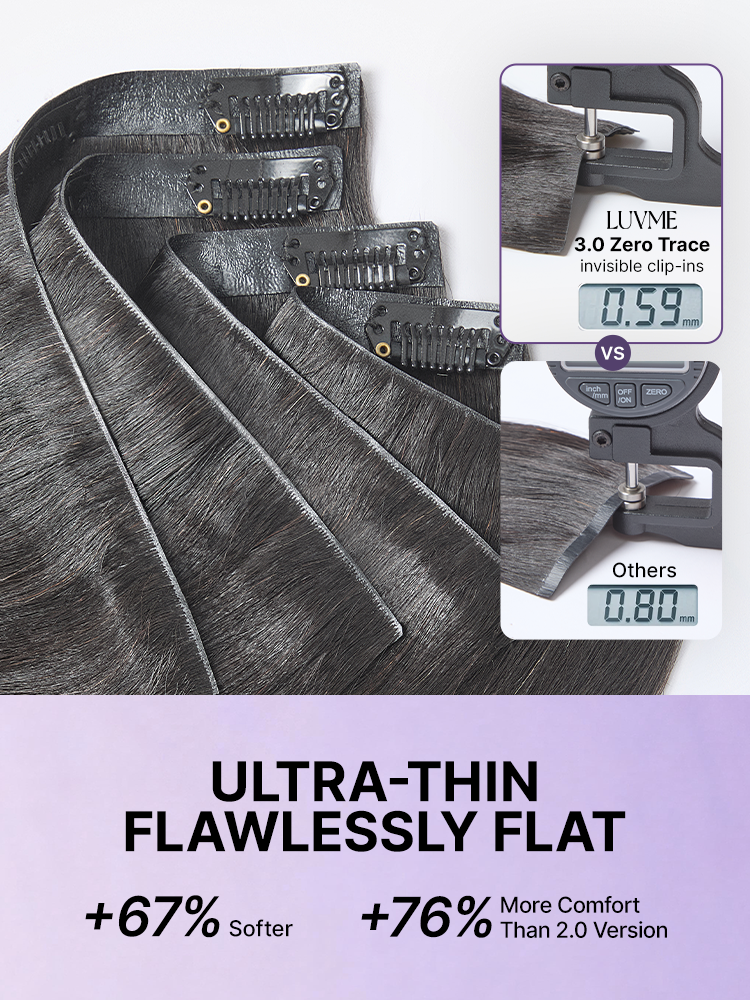 Yaki Straight 0.59mm Zero Trace Invisible Clip in Hair Extensions 100g 7pcs / 6pcs Seamless Blend & Lightweight for Daily Styling
