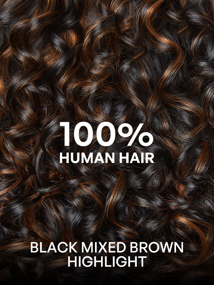 Effortless Elegance Copper Highlight / Natural Black Bouncy Curl Wig Minimalist HD Lace Glueless Wig Pre-Cut Lace