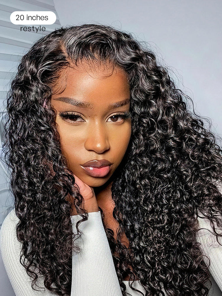 Wet and Wavy 5x5 Closure Pre-Cut Lace Water Wave Wig Glueless Side Part Human Hair Wig