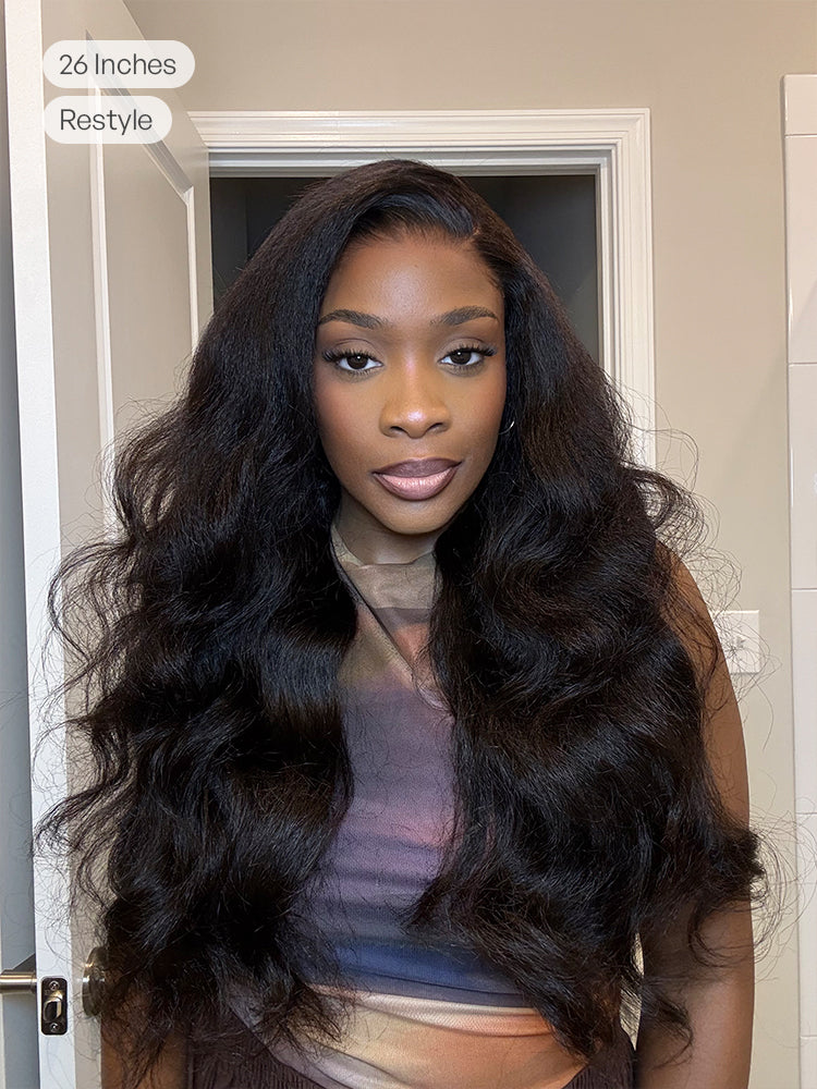 Luvme All-Day Comfort™ Wig 180% / 250% Density Kinky Body Wave / Layered Light Kinky Straight PartingMax Glueless 7x6 Closure HD Lace Wig Pre-Cut Lace