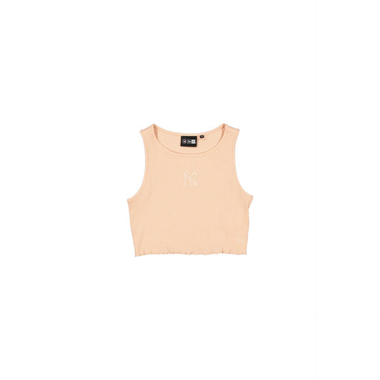 New York Yankees Tonal Cropped Rib Pastel Pink Women's Tank Top