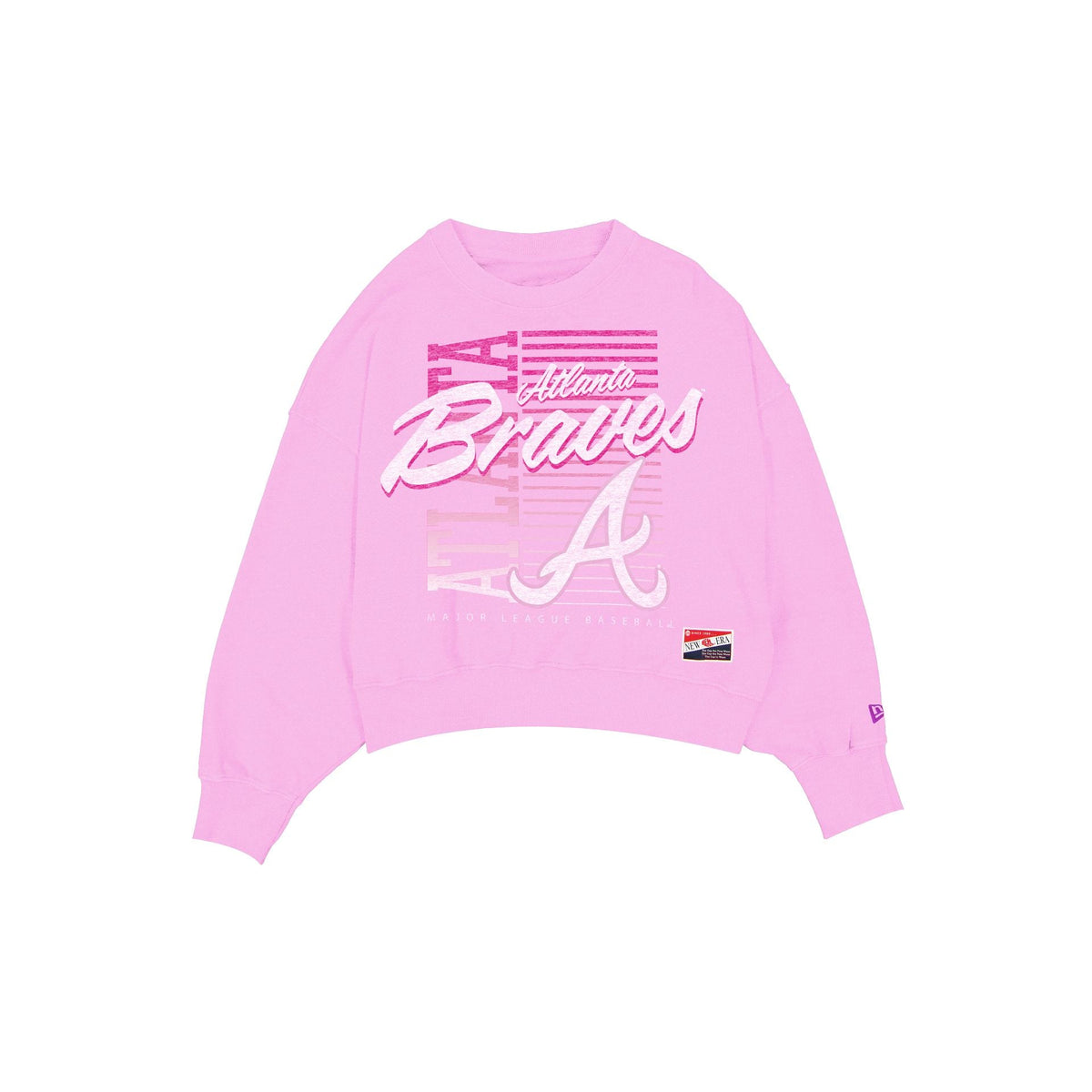 Atlanta Braves Throwback Women's Washed Pink Crewneck