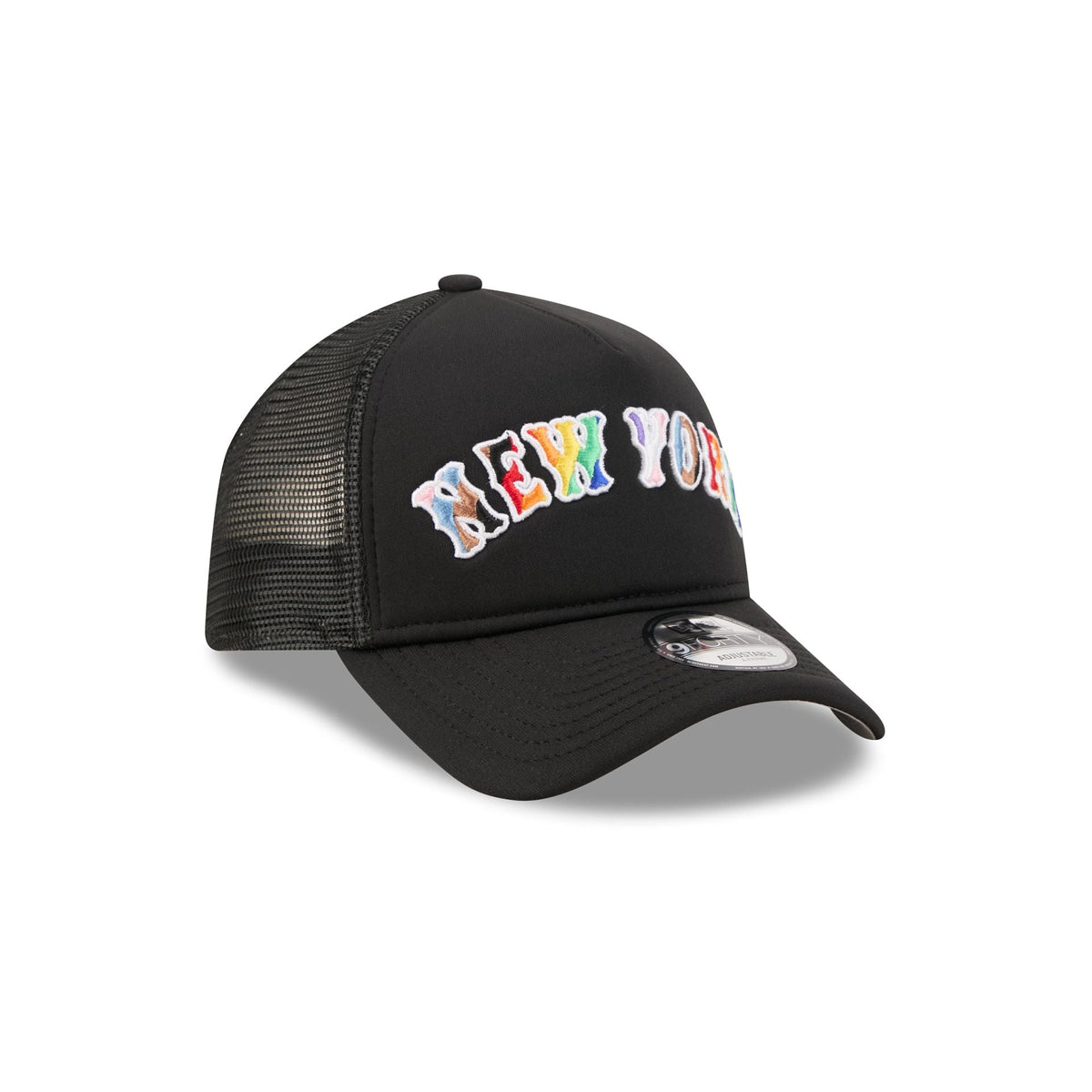 New York Mets Rainbow Wordmark 9FORTY A-Frame Trucker Hat