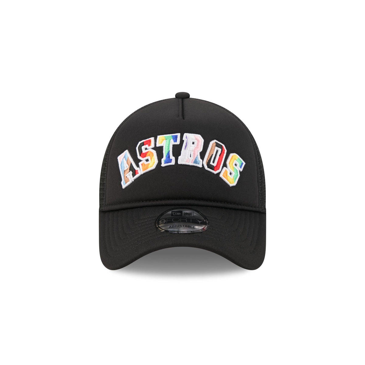 Houston Astros Rainbow Wordmark 9FORTY A-Frame Trucker Hat