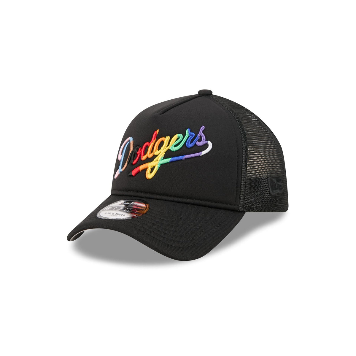 Los Angeles Dodgers Rainbow Wordmark 9FORTY A-Frame Trucker Hat
