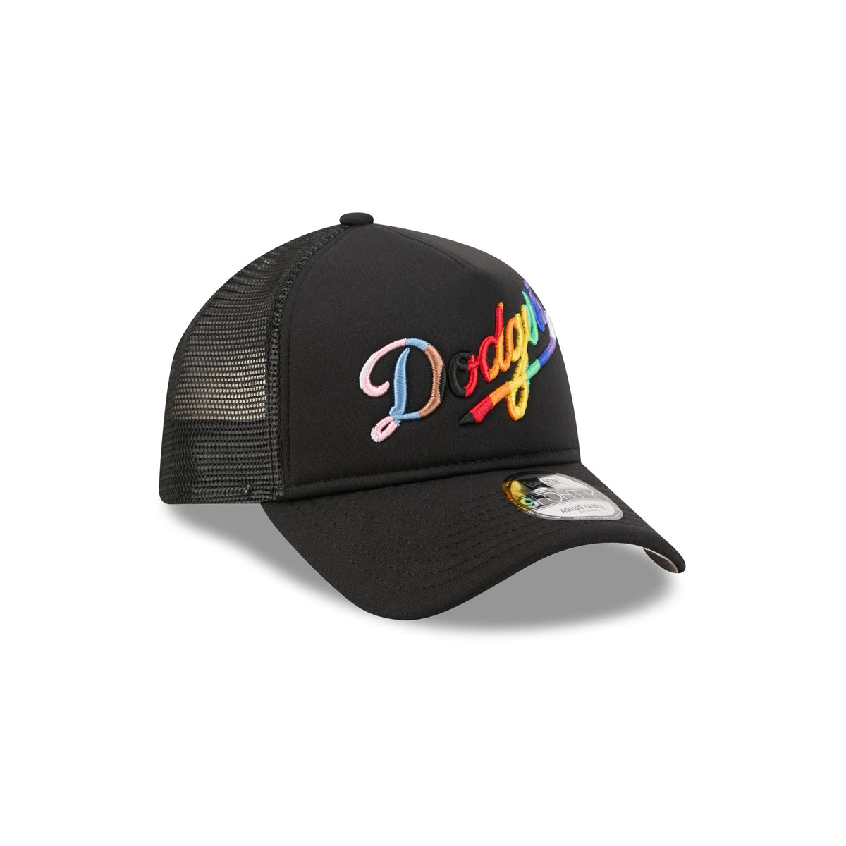 Los Angeles Dodgers Rainbow Wordmark 9FORTY A-Frame Trucker Hat