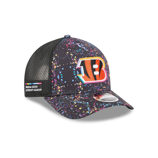 Cincinnati Bengals 2025 Crucial Catch 9FORTY M-Crown A-Frame Trucker Hat