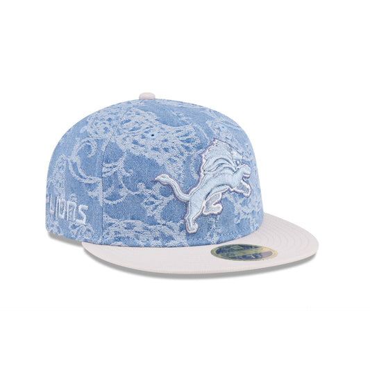 Just Caps Jacquard Denim Detroit Lions Retro Crown 59FIFTY Fitted Hat
