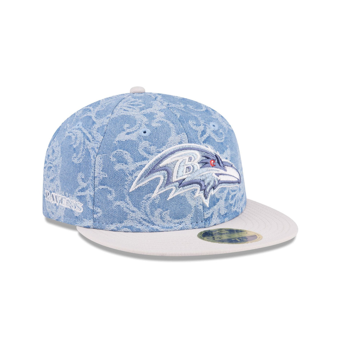 Just Caps Jacquard Denim Baltimore Ravens Retro Crown 59FIFTY Fitted Hat