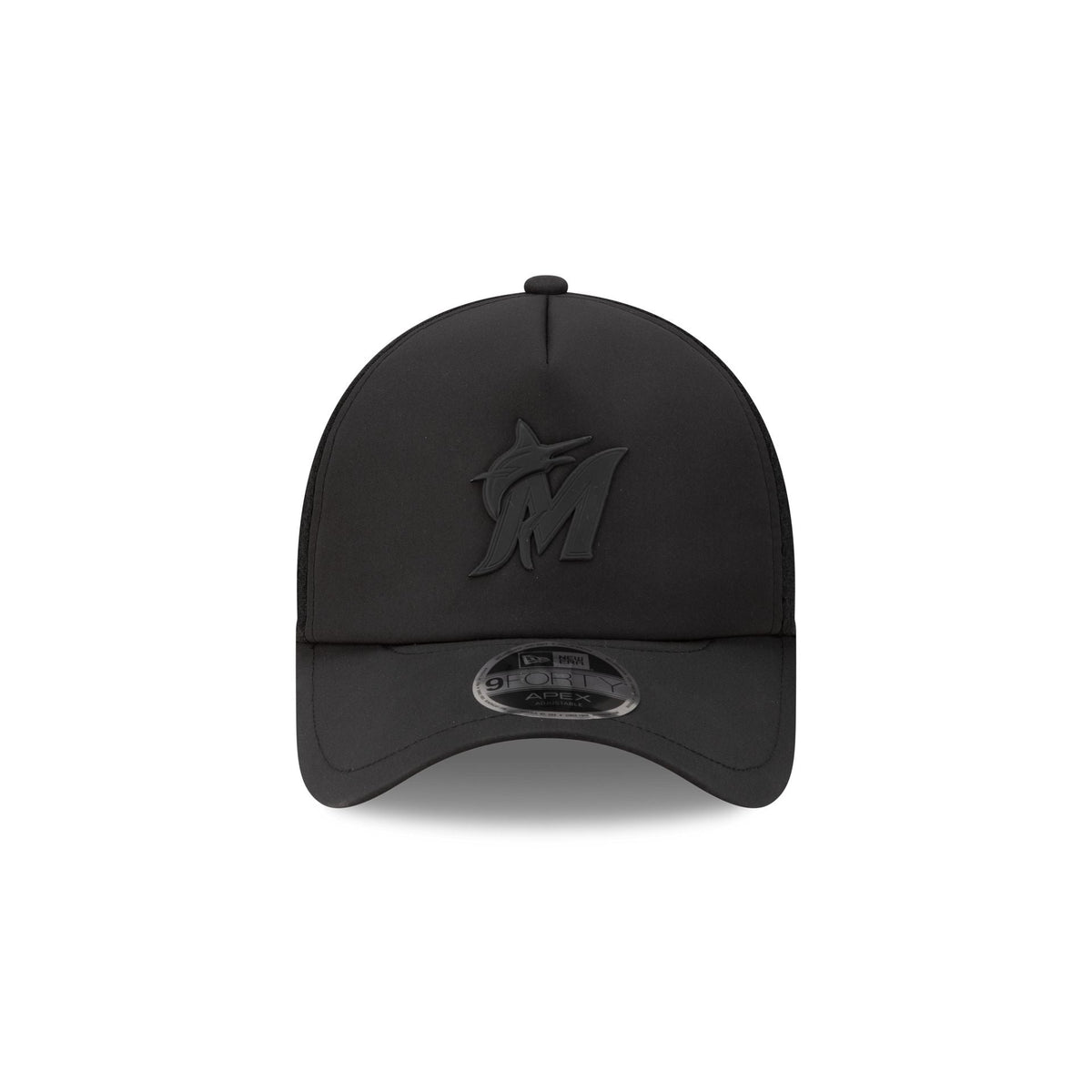 Miami Marlins 2026 Batting Practice Black 9FORTY APEX Trucker Hat