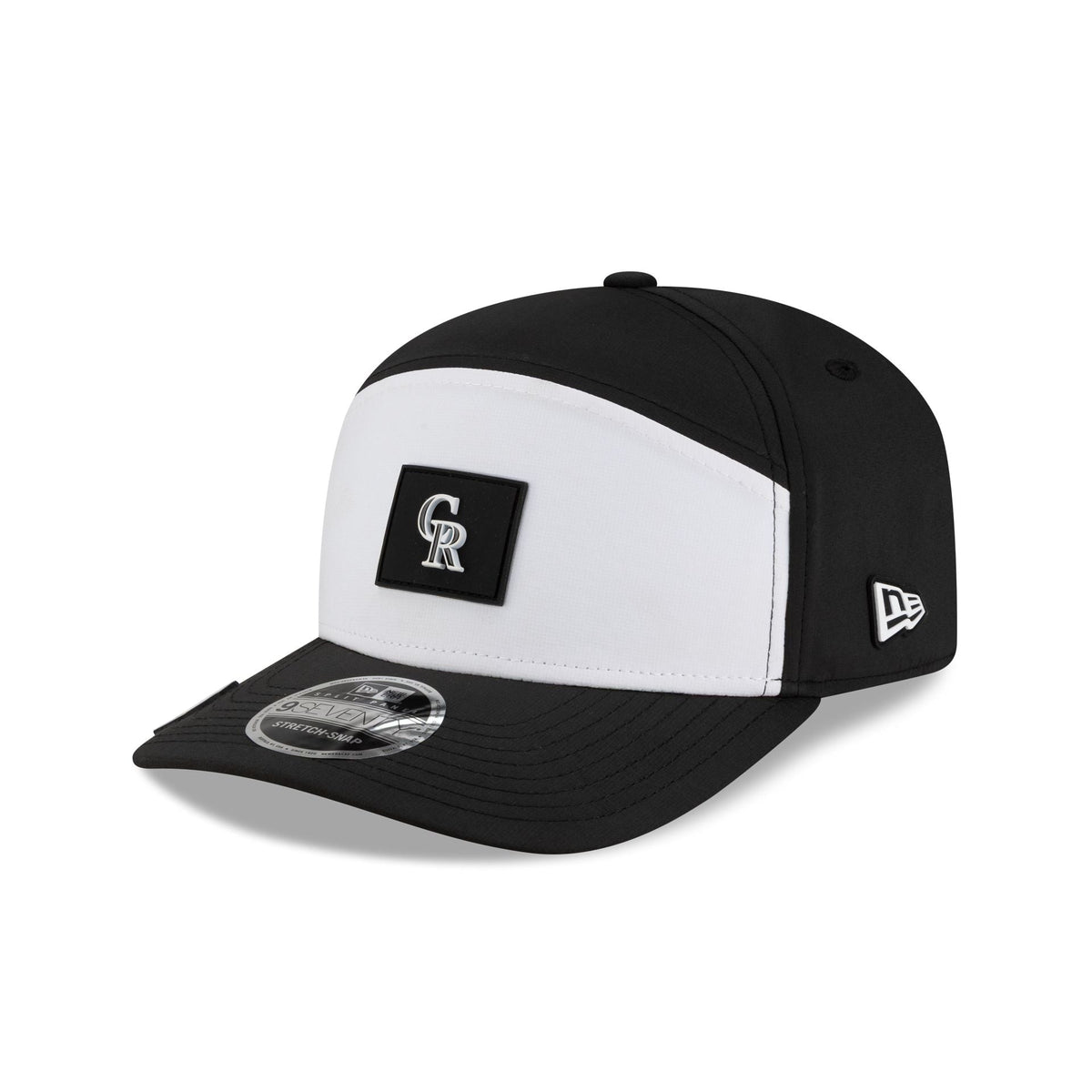 Colorado Rockies 2026 Clubhouse Black & White Split Panel 9SEVENTY Stretch-Snap Hat