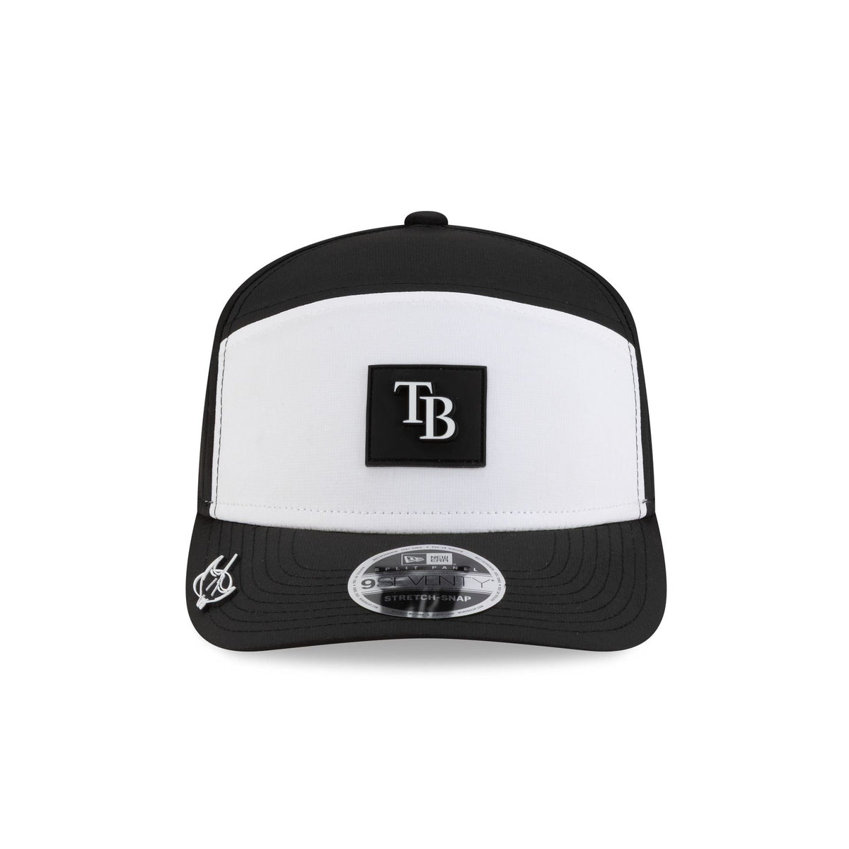 Tampa Bay Rays 2026 Clubhouse Black & White Split Panel 9SEVENTY Stretch-Snap Hat