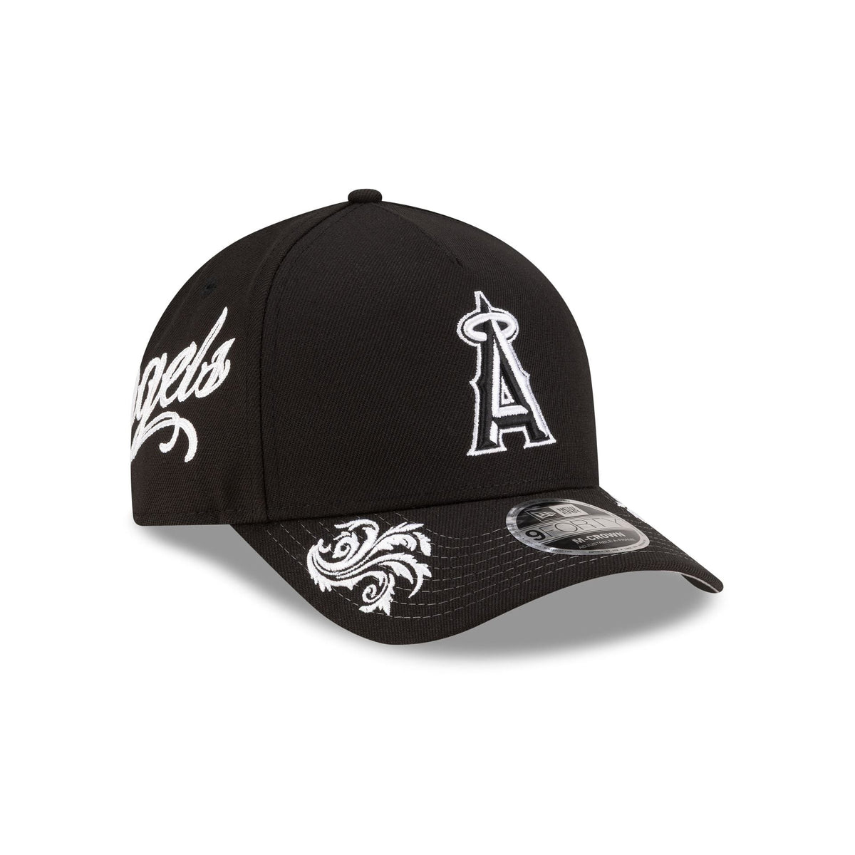 Los Angeles Angels Script Black and White 9FORTY M-Crown A-Frame Snapback Hat