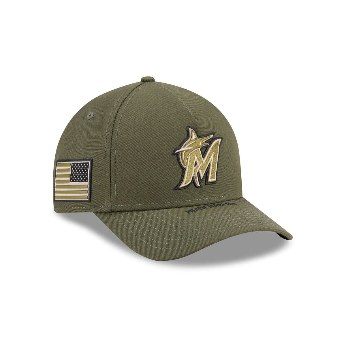 Miami Marlins Armed Forces Day 2026 9FORTY M-Crown A-Frame Snapback Hat