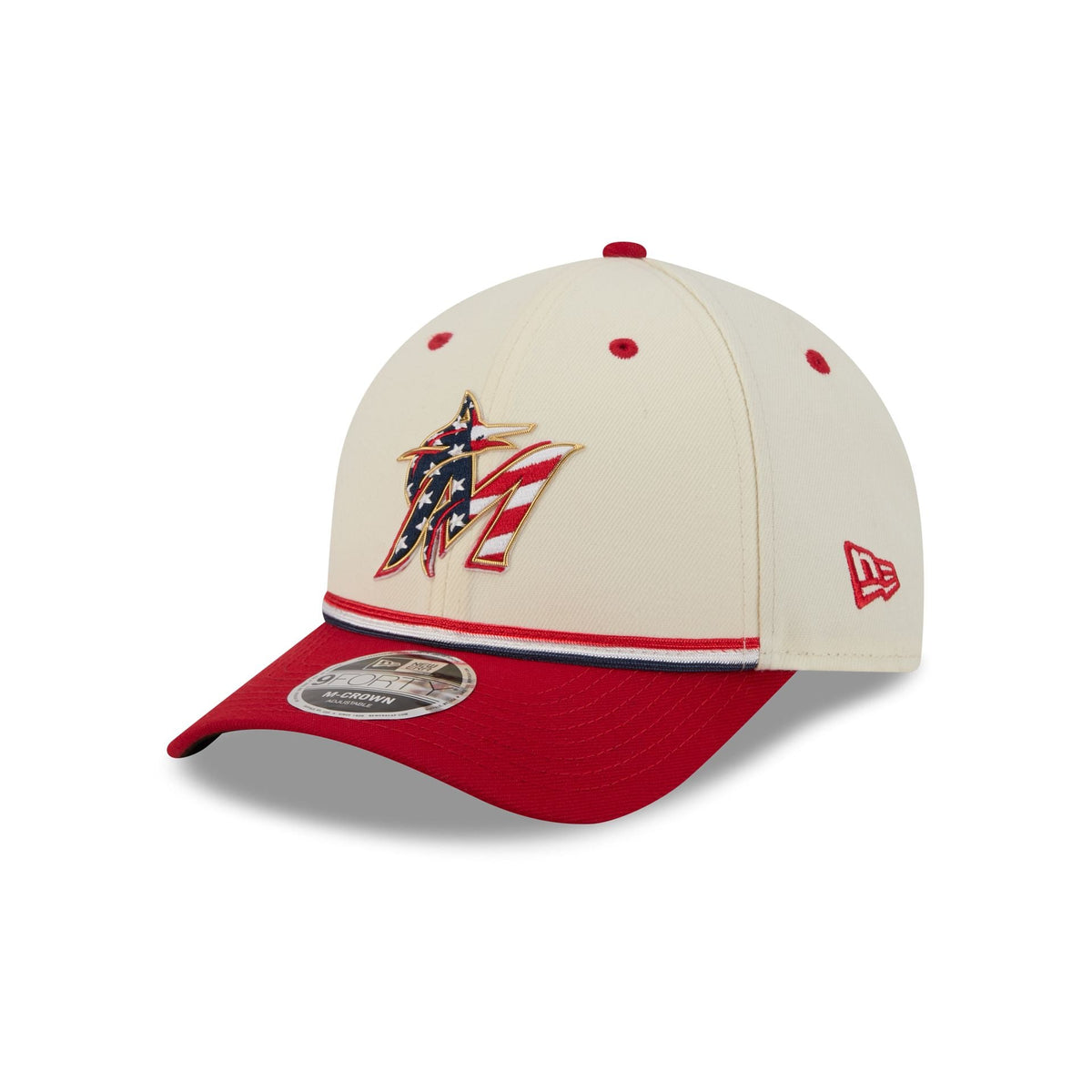 Miami Marlins Independence Day 2026 9FORTY M-Crown Snapback Hat