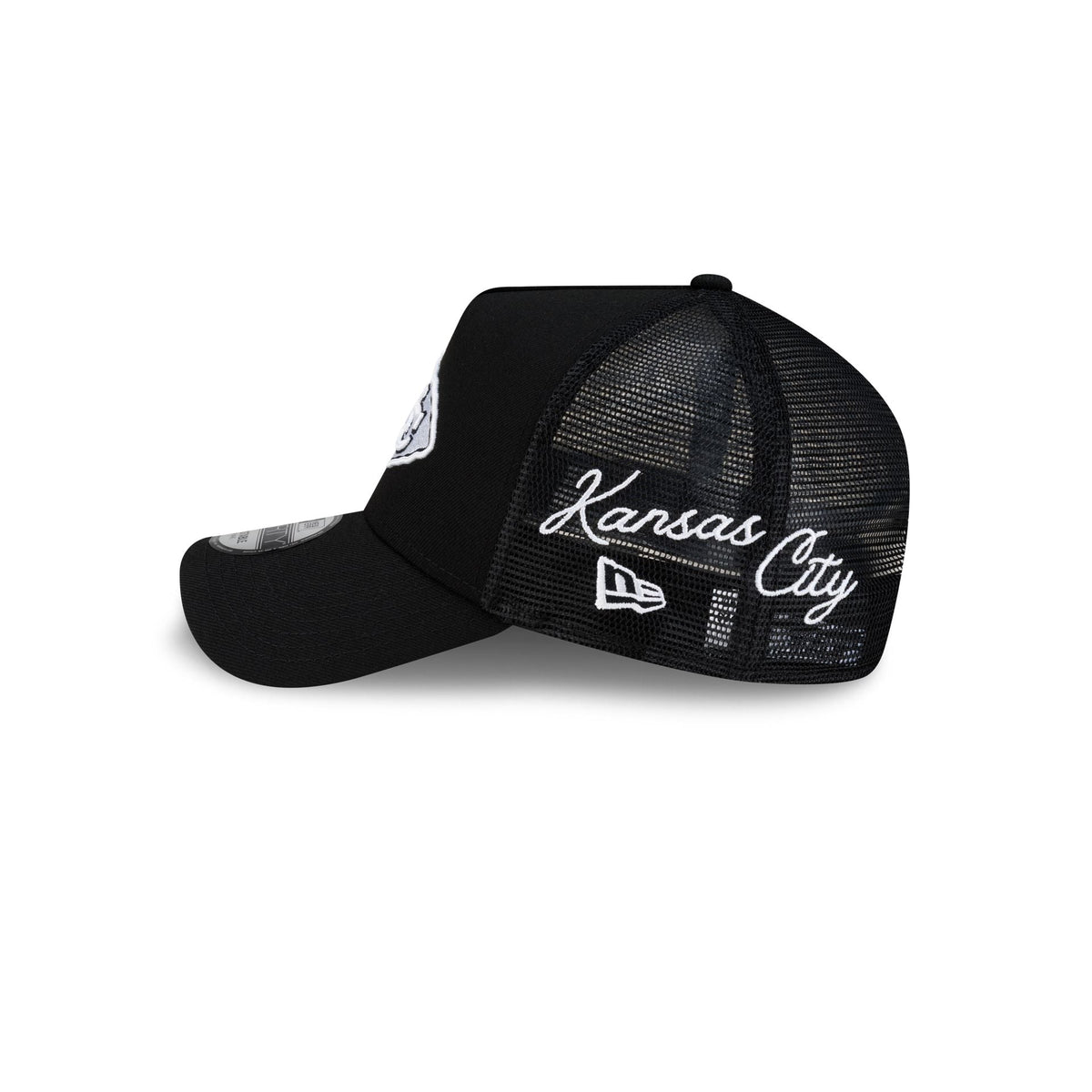 Kansas City Chiefs Side Script Black 9FORTY A-Frame Trucker Hat