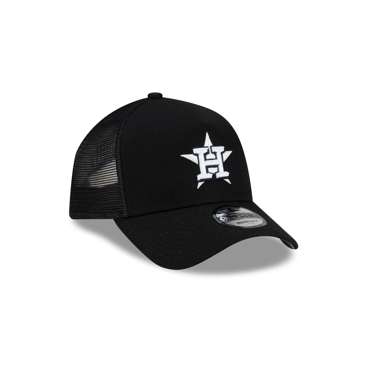 Houston Astros Side Script Black 9FORTY A-Frame Trucker Hat