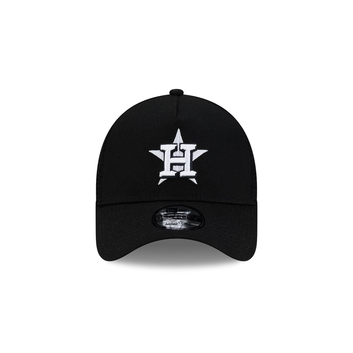 Houston Astros Side Script Black 9FORTY A-Frame Trucker Hat