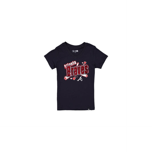 Atlanta Braves Girls Sequin Wordmark T-Shirt