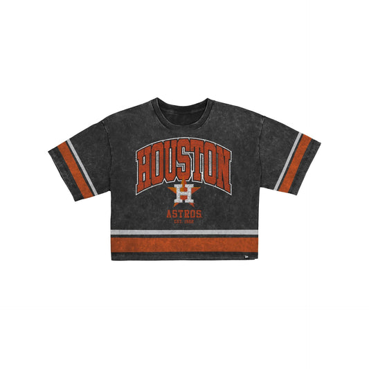 Houston Astros Women's Vintage Stripe Cropped T-Shirt