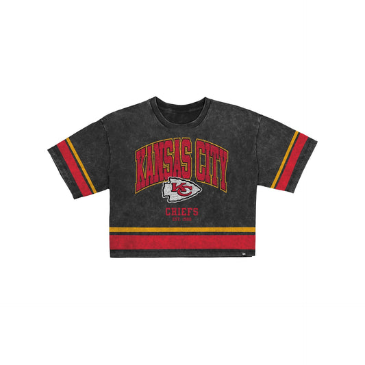 Kansas City Chiefs Women's Vintage Stripe Cropped T-Shirt
