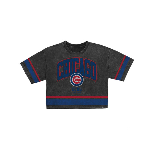 Chicago Cubs Women's Vintage Stripe Cropped T-Shirt