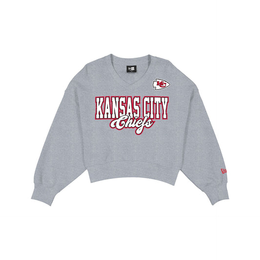 Kansas City Chiefs Women's Heather Gray Glitter Crewneck