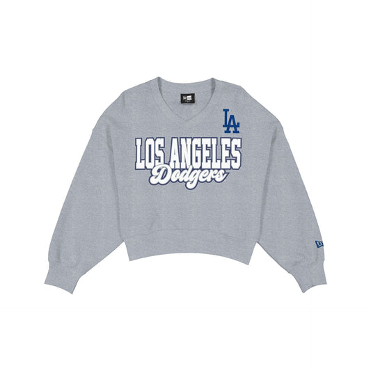 Los Angeles Dodgers Women's Heather Gray Glitter Crewneck