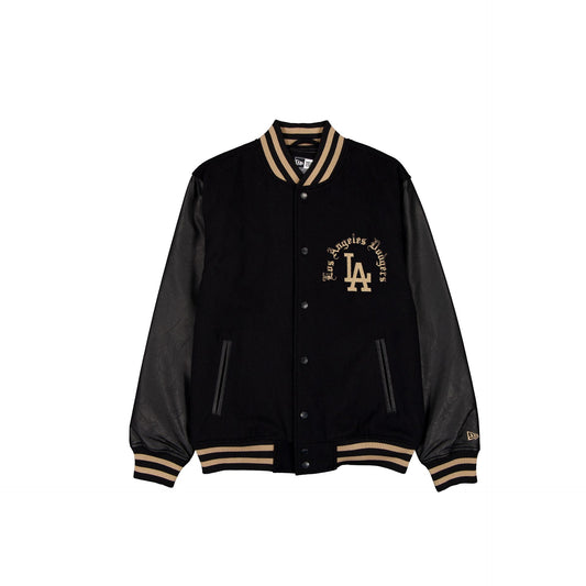 Los Angeles Dodgers Gothic Lettering Black Wool Varsity Jacket