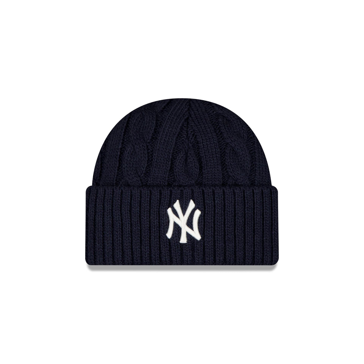 New York Yankees Short Cuff Cable Knit Navy Beanie Hat
