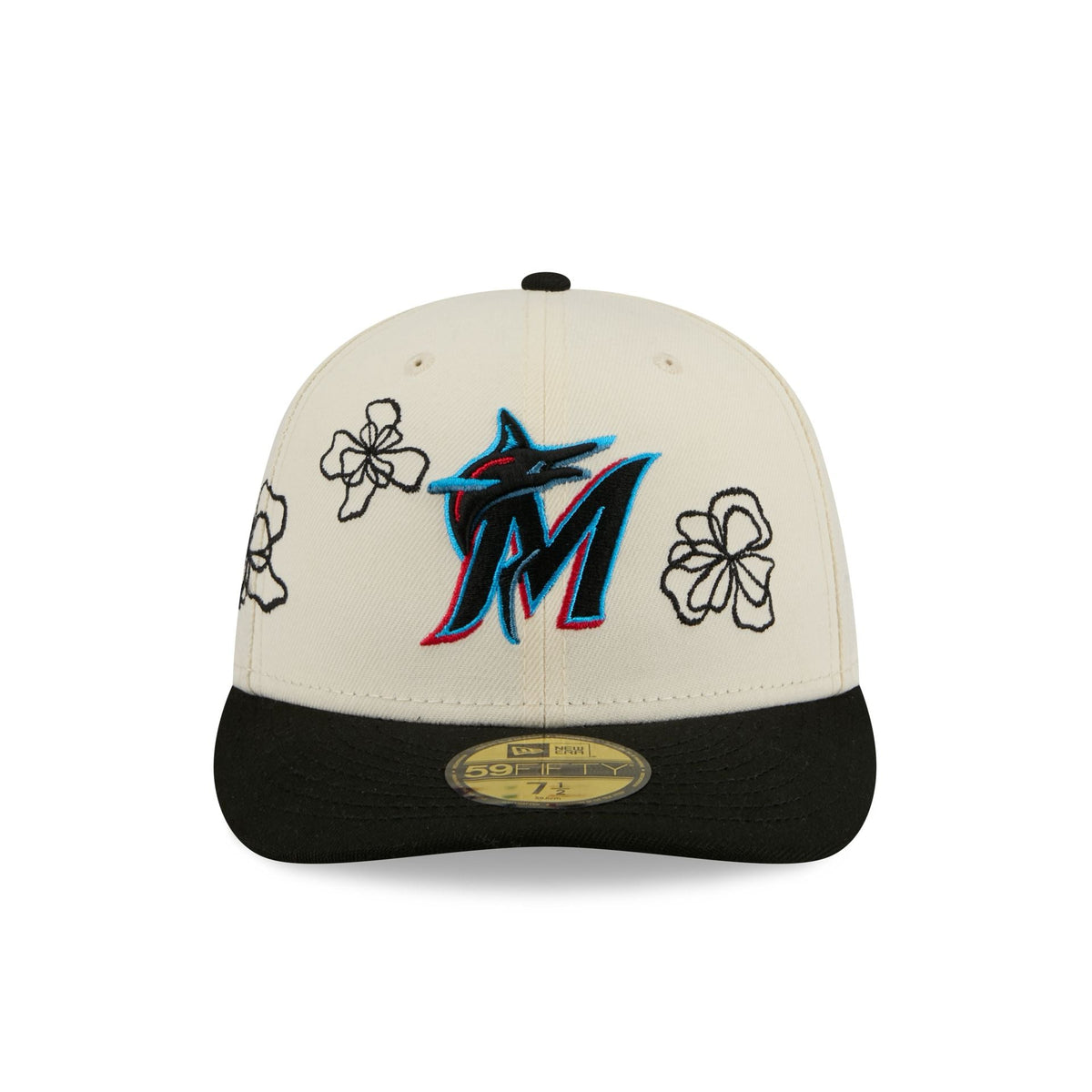 Miami Marlins Floral Outline 59FIFTY Fitted Hat