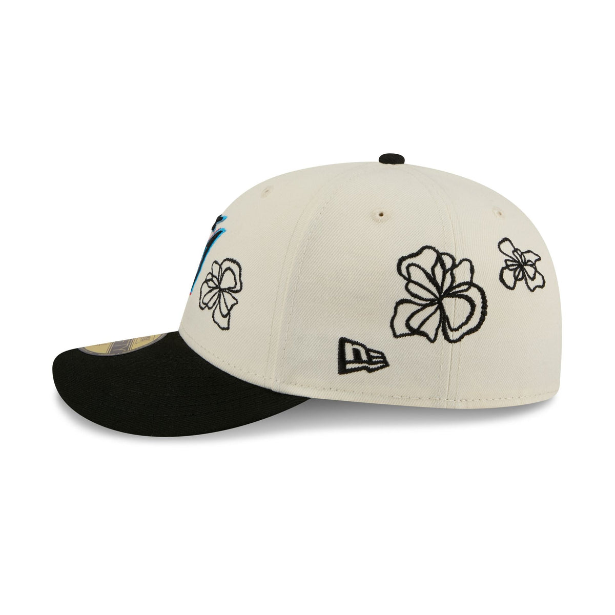 Miami Marlins Floral Outline 59FIFTY Fitted Hat
