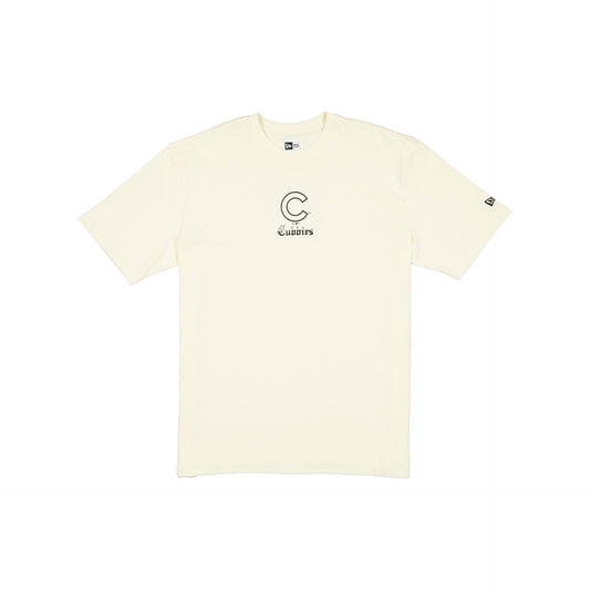 Chicago Cubs Gothic Lettering Chrome White T-Shirt