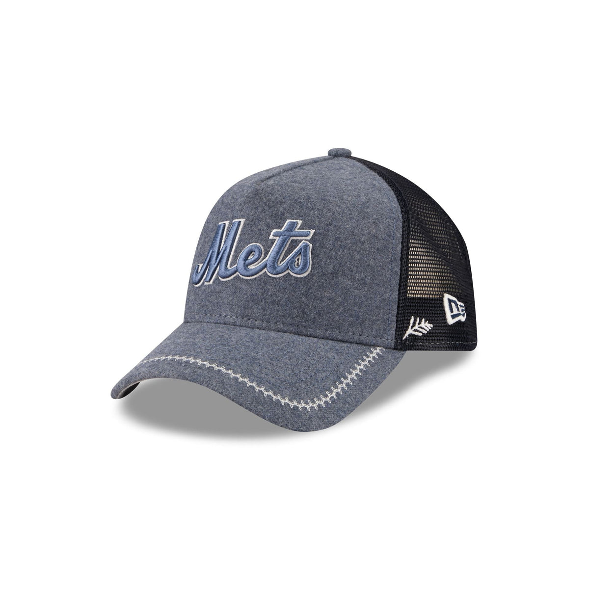New York Mets Navy Brushed Chambray 9FORTY A-Frame Trucker Hat