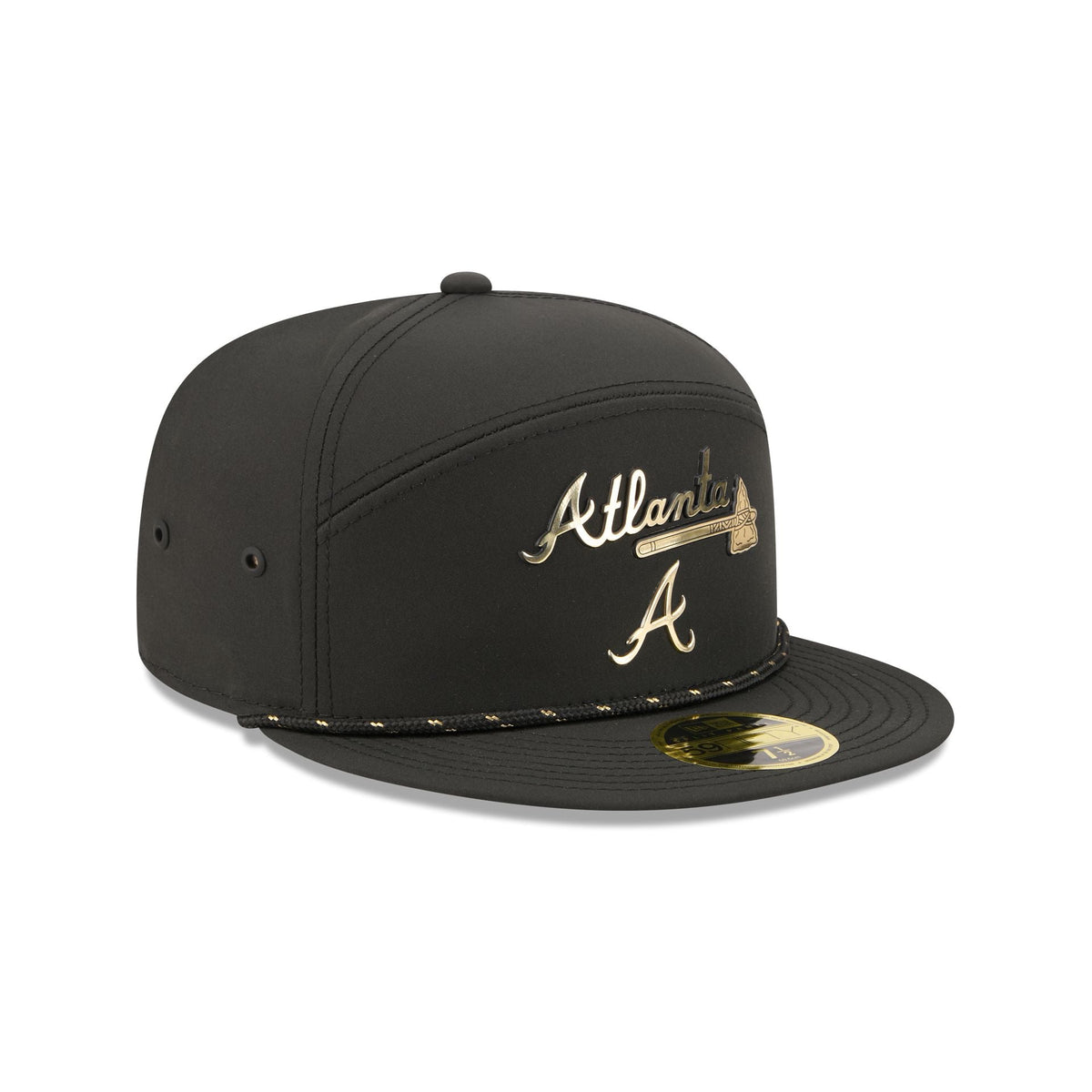 Atlanta Braves Gold Logo Rope Split Panel 59FIFTY Fitted Hat