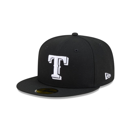 Texas Rangers Black and White Basic 59FIFTY Fitted Hat