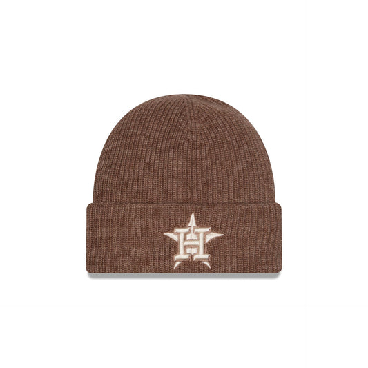 Houston Astros Woolen Tan Short Cuff Knit Beanie Hat