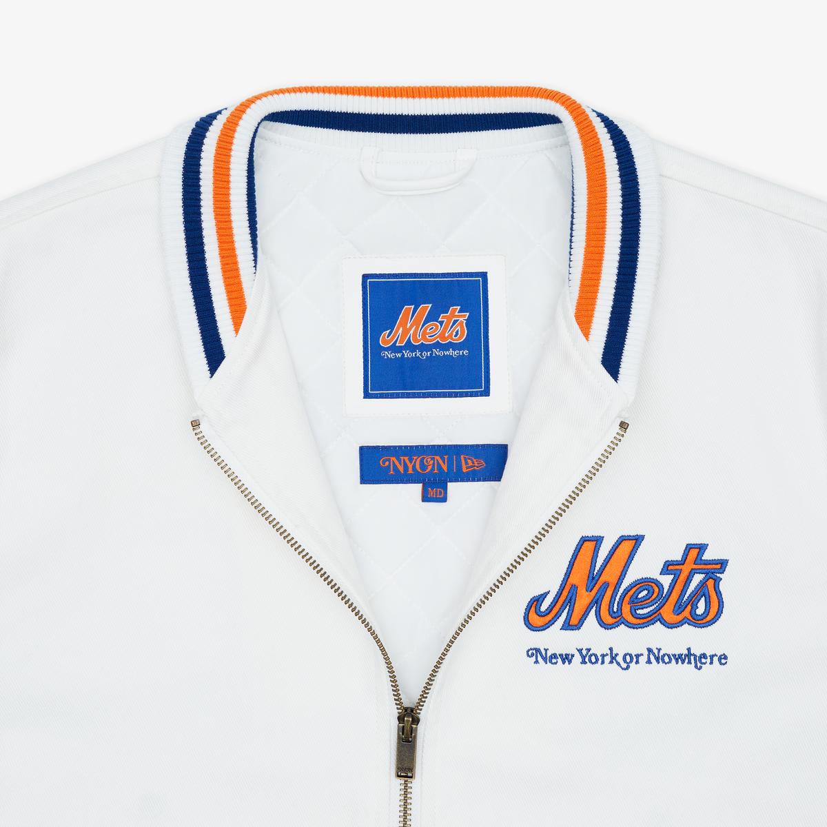 New York or Nowhere x New York Mets White Varsity Jacket